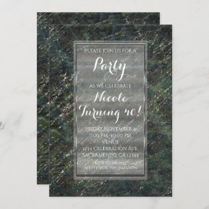Green & Silver Army Camo Sparkle Party Invitations