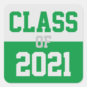 Green & Silver Class of 2024 Graduation Square Sticker