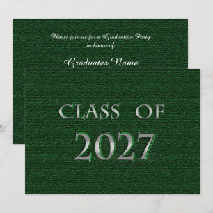 Green & Silver Class of 2027 Graduation Party Invitation