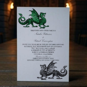 Green Silver Dragon Wedding Invite