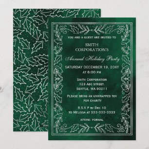 Green Silver Elegant Corporate Holiday Party Invitation