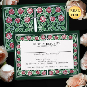 Green Silver Floral Sword Royal Wedding RSVP