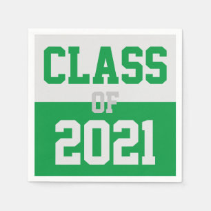 Green & Silver Graduation Class of 2024 Napkin
