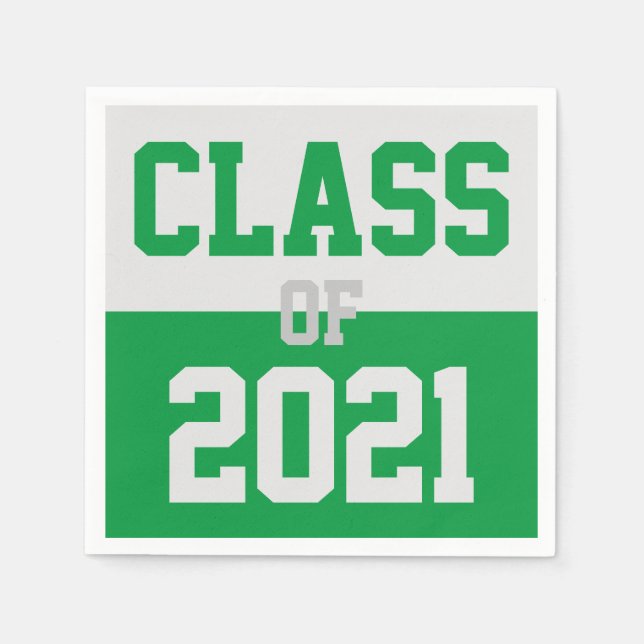 Green & Silver Graduation Class of 2024 Napkin (Front)