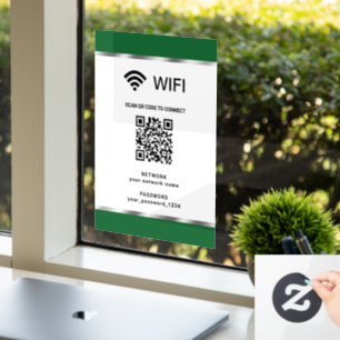 Green Silver QR Code Wifi Network and Password