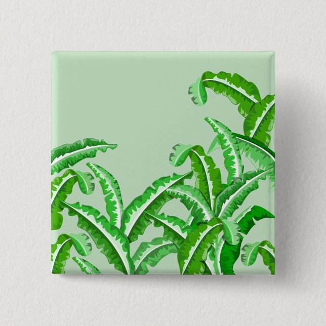 Green silverbeet leaves 15 cm square badge (Front)