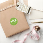 Green simple and elegant monogram wedding classic round sticker<br><div class="desc">Green simple and elegant monogram wedding sticker. It displays your initial and the date of your wedding in white on green background. It coordinates with our "Green eucalyptus branch winter wedding" collection.</div>