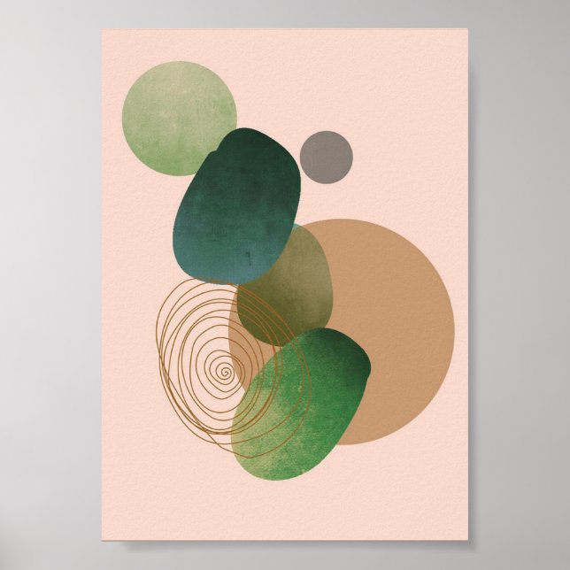 Green Simple Boho Drawings Boho Chic Aesthetic Boh Poster (Front)