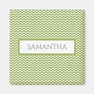 Green Simple Chevron Personalised Magnet