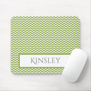 Green Simple Chevron Personalized Mouse Pad