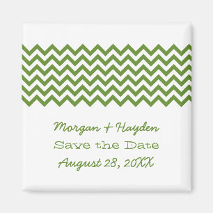 Green Simple Chevron Save the Date Magnet