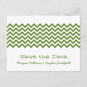 Green Simple Chevron Save the Date Postcard