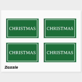 Green Simple Christmas Word Rectangular Sticker
