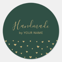 Green Simple Cute Hearts Handmade package sticker