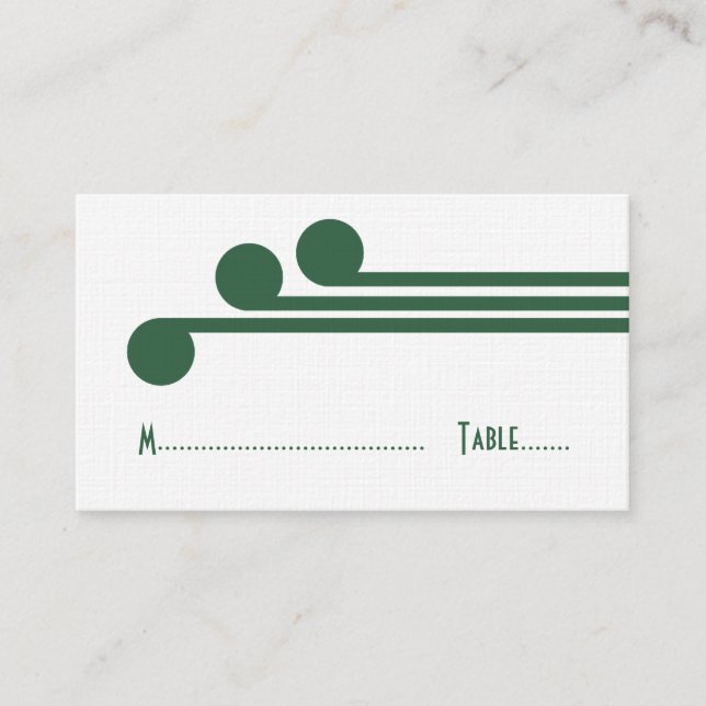 Green Simple Deco Chic Place Card (Front)