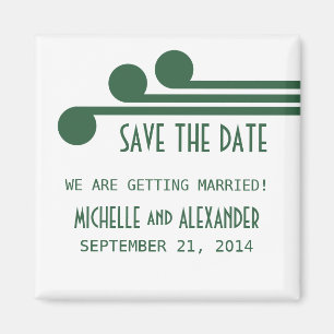 Green Simple Deco Chic Save the Date Magnet