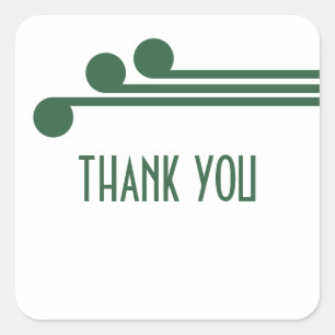 Green Simple Deco Chic Thank You Stickers