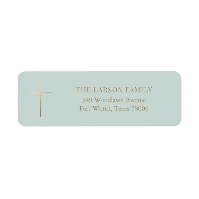 Green Simple Elegant Gold Cross Baptism Address  (Front)