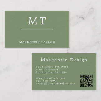Green Simple Elegant Professional QR Code Business Card