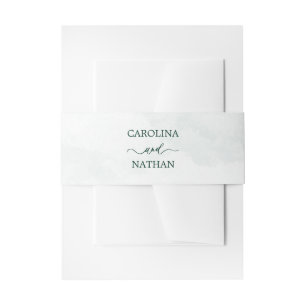 Green Simple Elegant Wedding Names Invitation Belly Band