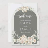 Green simple Flowery Welcome Sign Wedding