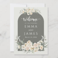 Green simple Flowery Welcome Sign Wedding