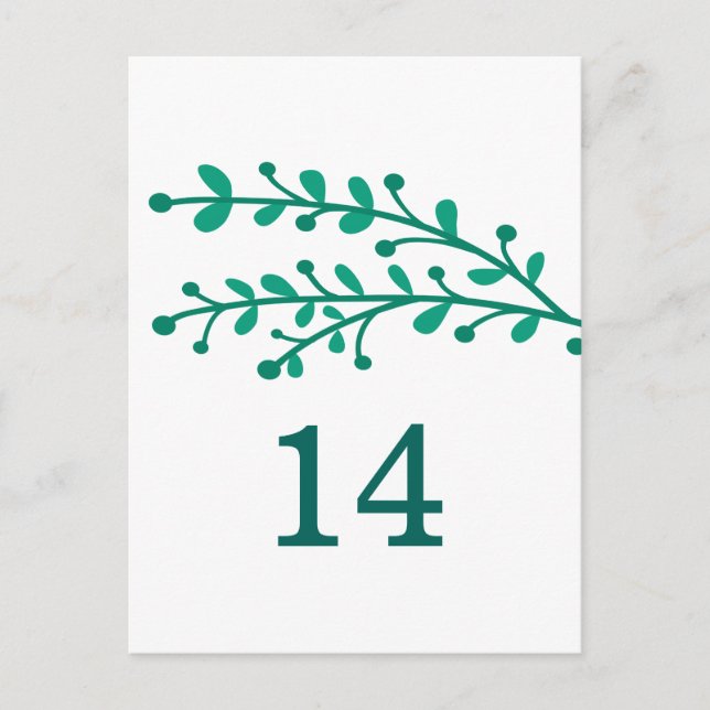 Green Simple Foliage Table Number Postcard (Front)