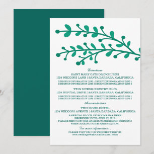 Green Simple Foliage Wedding Information Invitation