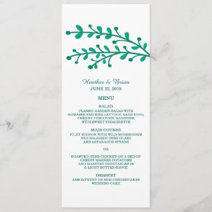 Green Simple Foliage Wedding Menu
