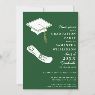 Green Simple Graduation Party Invitation