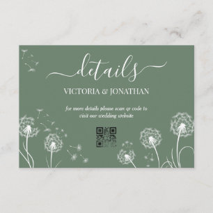Green Simple Meadow Flower Wedding Details Enclosure Card