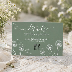 Green Simple Meadow Flower Wedding Details Enclosure Card