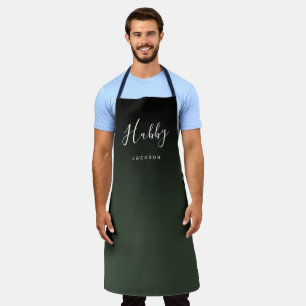 Green simple personalised hubby apron