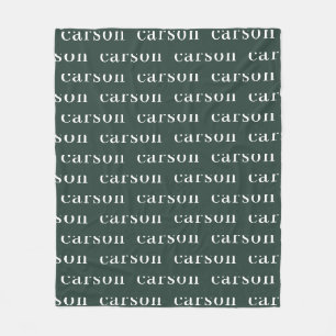 Green Simple Personalised Repeating Name Fleece Blanket