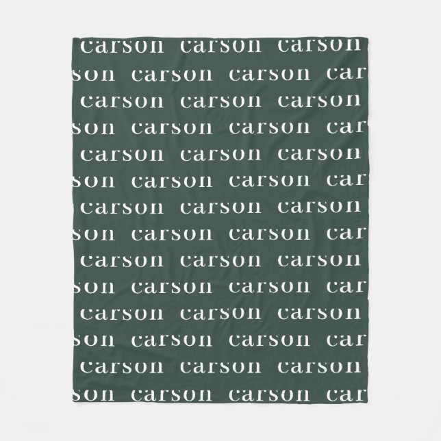 Green Simple Personalised Repeating Name Fleece Blanket (Front)