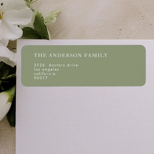 Green Simple Sage White Modern Return Address