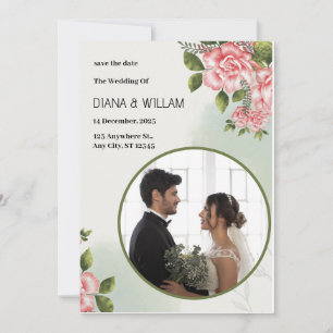 Green Simple Save the Date  Invitation
