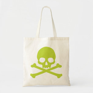 Green Simple Skull and Crossbones Tote Bag