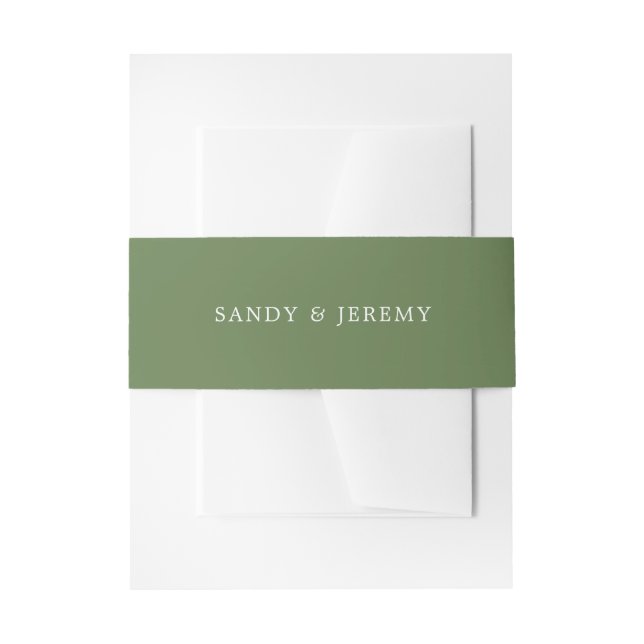 Green Simple Solid Colour Wedding Invitation Belly Band (Front Example)