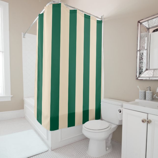 GREEN SIMPLE STYLISH MODERN CUSTOMIZED BATHROOM SHOWER CURTAIN (In Situ)