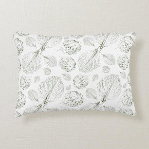 Green Simple textured leaves pattern Modern Decorative Cushion