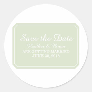Green Simply Elegant Save the Date Classic Round Sticker