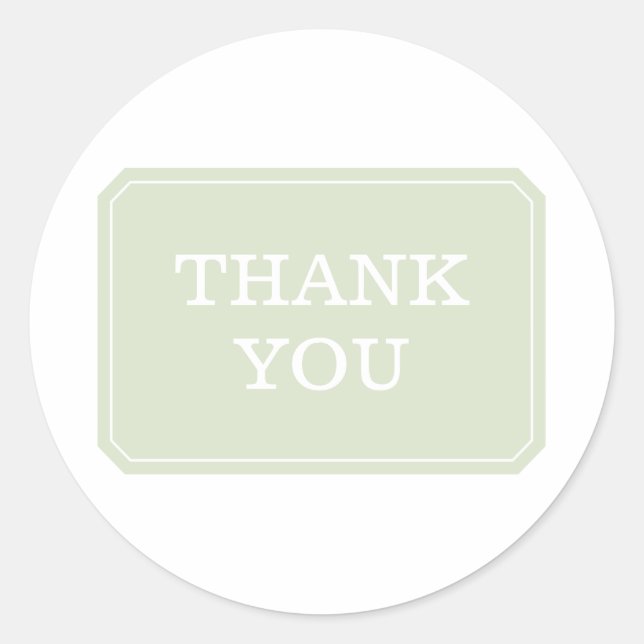 Green Simply Elegant Thank You Stickers (Front)