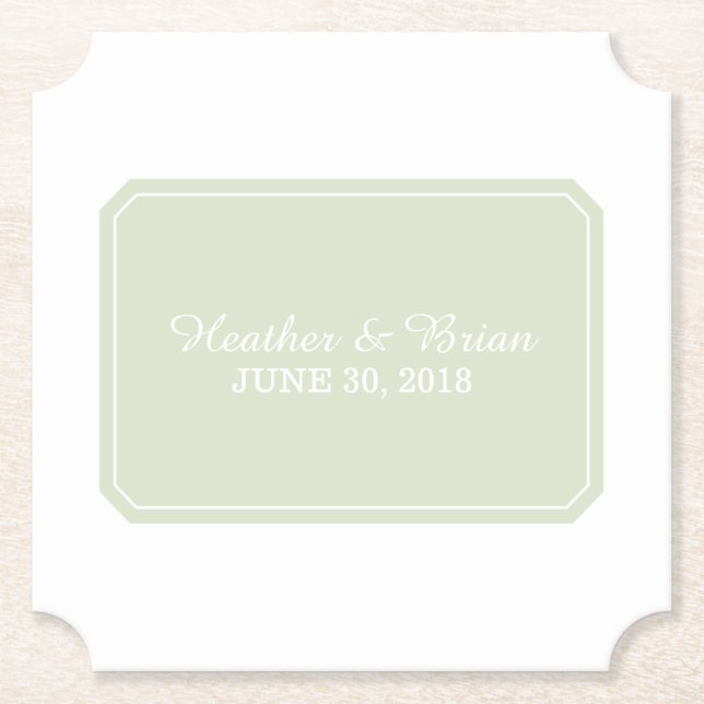 Green Simply Elegant Wedding Paper Coaster (Front)