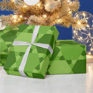 Green Six Pointed Star Optical Illusion Pattern Wrapping Paper