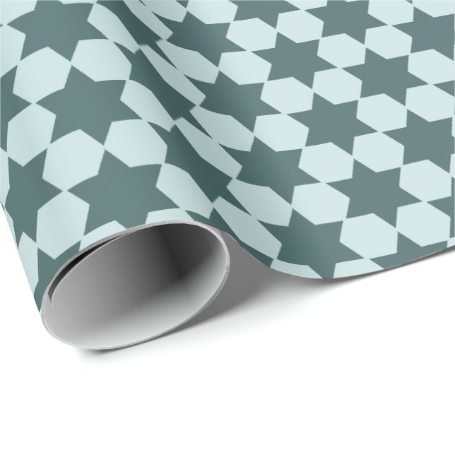 Green Six-Pointed Stars Wrapping Paper (Roll Corner)