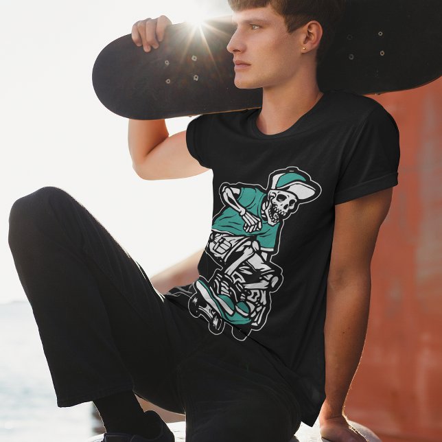 Green Skeleton Riding Skateboard Cool Graphic Mens T-Shirt (Creator Uploaded)