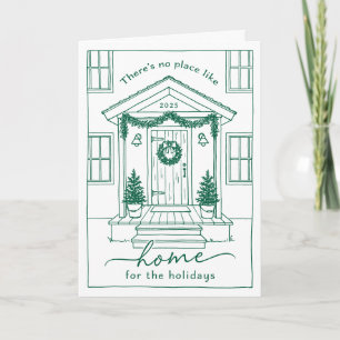 Green Sketch House Real Estate Client Holiday Card