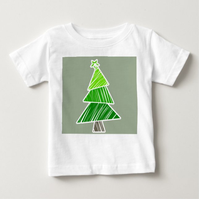 Green Sketchy Christmas Tree Infant T-shirt (Front)