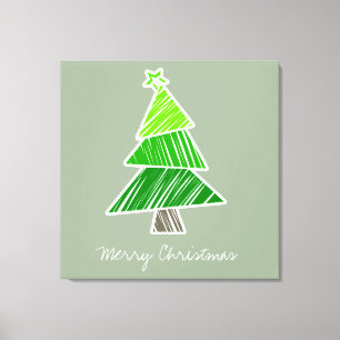 Green Sketchy Christmas Tree Wrapped Canvas